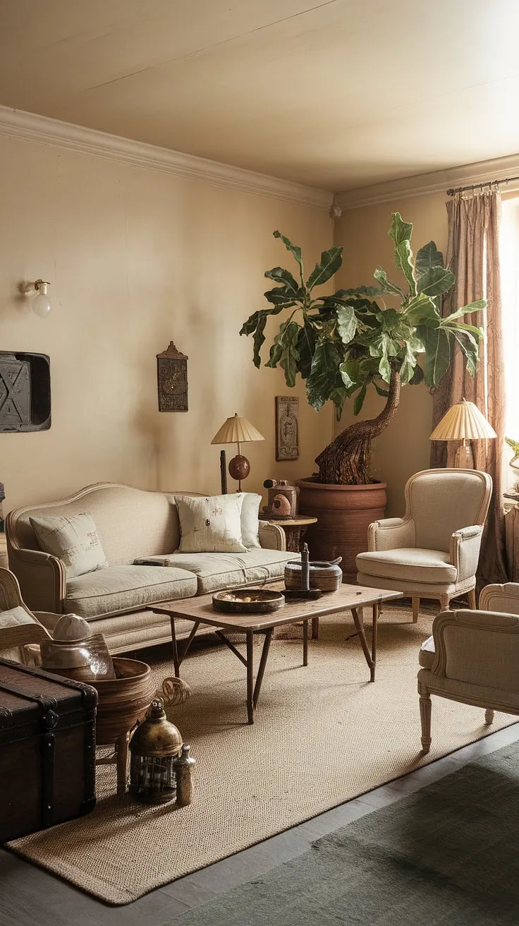 With its warm atmosphere and stylish vintage decor, this retro studio showcases inspiring vintage living room ideas for creating your ideal casa vintage.