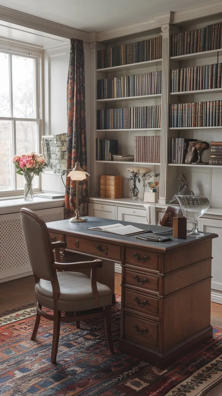 Step back in time to a cozy 1920s writer's study, brimming with vintage charm and academic inspiration