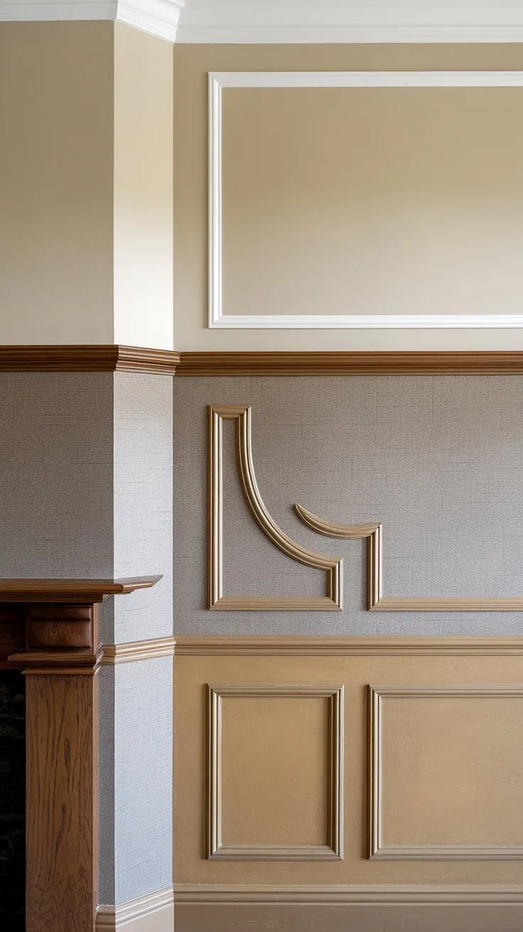 This living room effortlessly blends classic elegance with contemporary style.  The carefully chosen paint colors with wainscoting, featuring monochrome painted walls and trim, are beautifully complemented by the rich, dark wainscoting ideas. The tone-on-tone wainscoting provides a subtle yet impactful contrast, showcasing the power of two-color wainscoting.  This clever use of wainscoting contrast color and trending trim colors demonstrates innovative wainscoting paint ideas.
