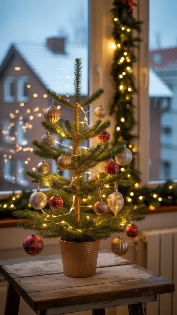 Twinkling Tree in a Cozy Sunlit Apartment