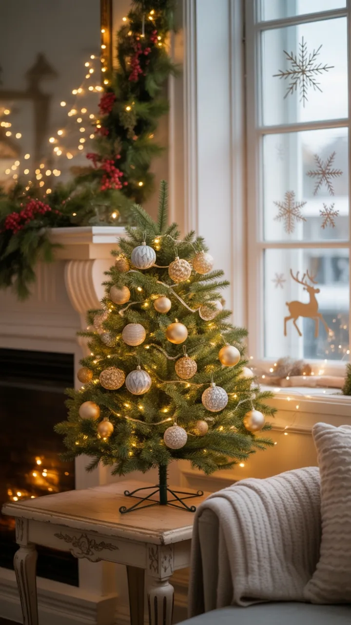 A Vintage Christmas Glow with a Cozy Tabletop Fir