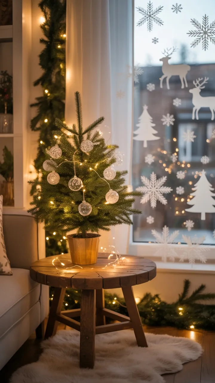 Twinkling Mini Fir and Warm Golden Glow in a Cozy Christmas Apartment