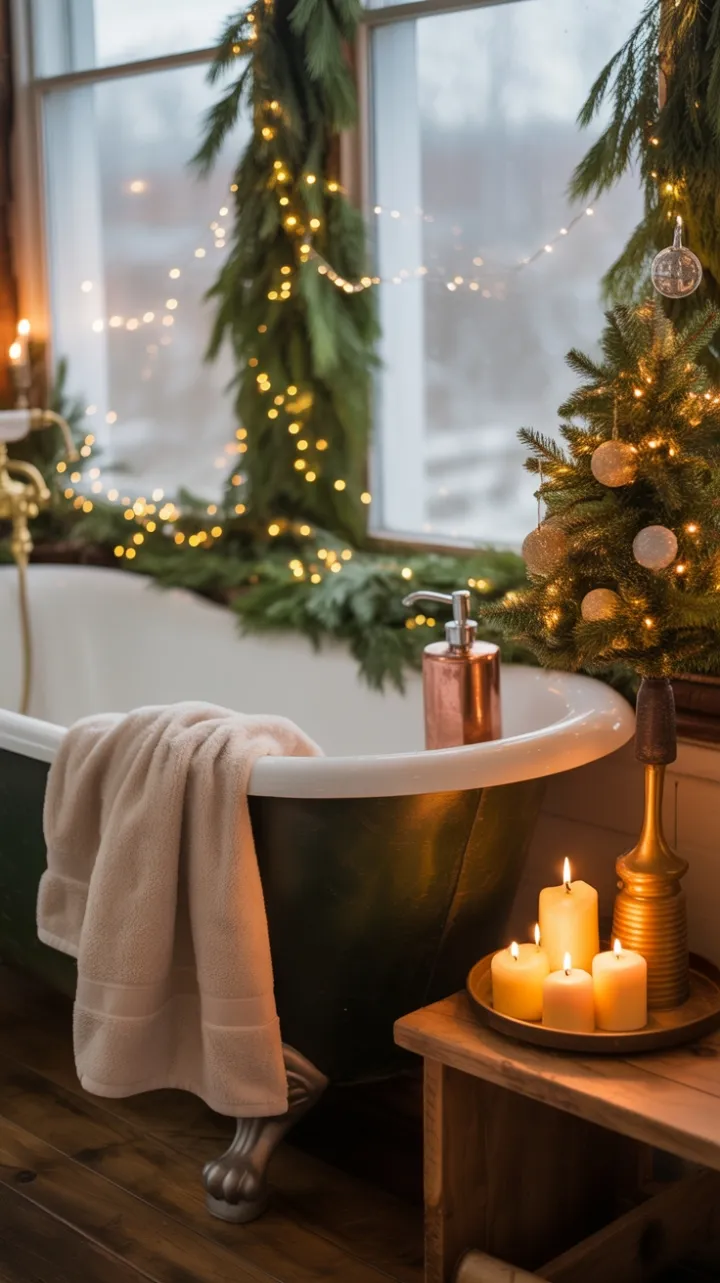 Candlelit Christmas Soak in a Vintage Clawfoot Oasis