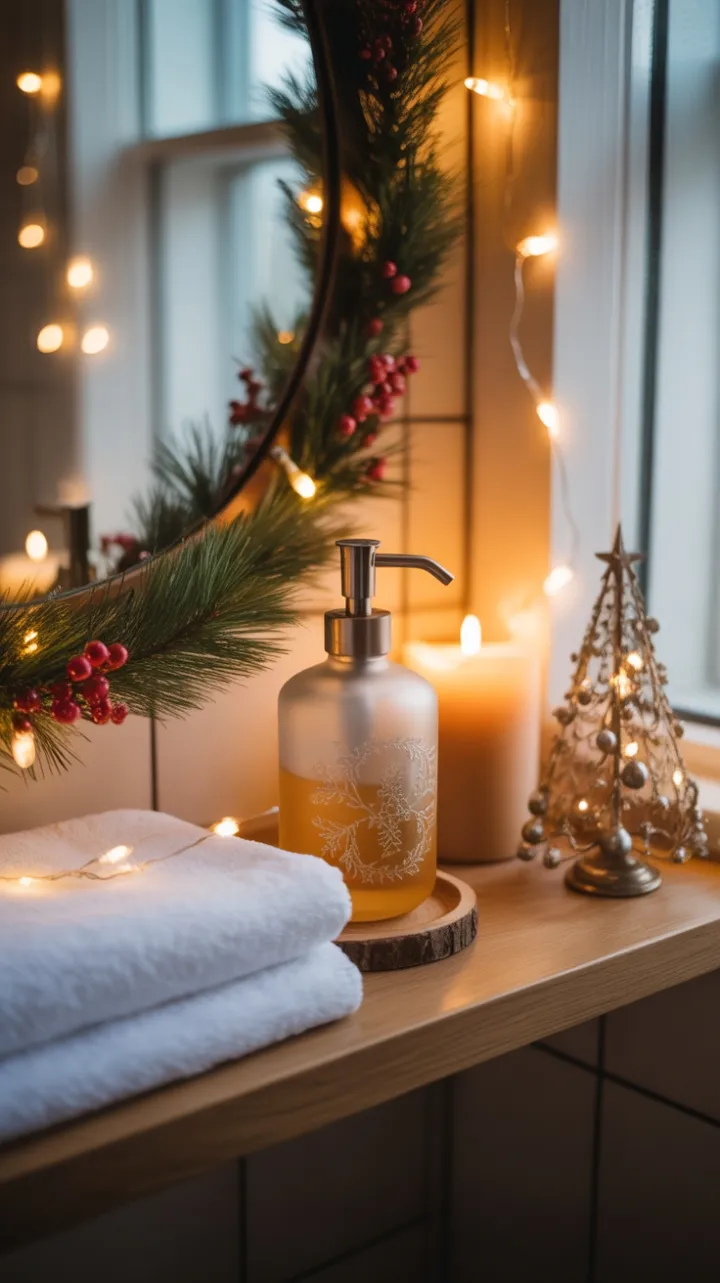 Cozy Christmas Glow in a Festive Bathroom