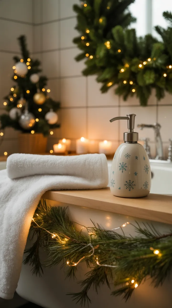 Cozy Christmas Bath Retreat with Twinkling Lights