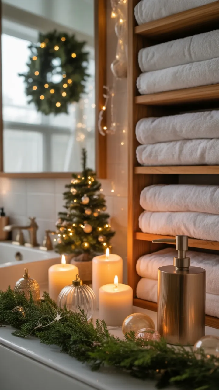 A Luxe Bathroom Dressed for a Cozy Christmas