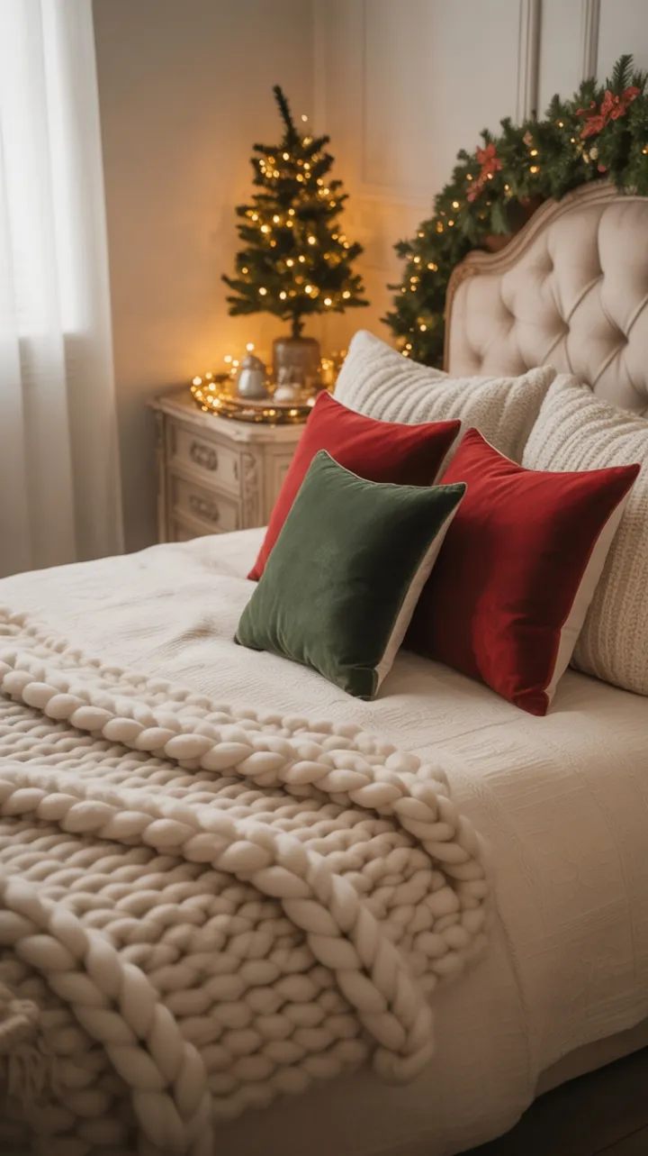 Cozy Christmas Bedroom Bathed in Warm Light