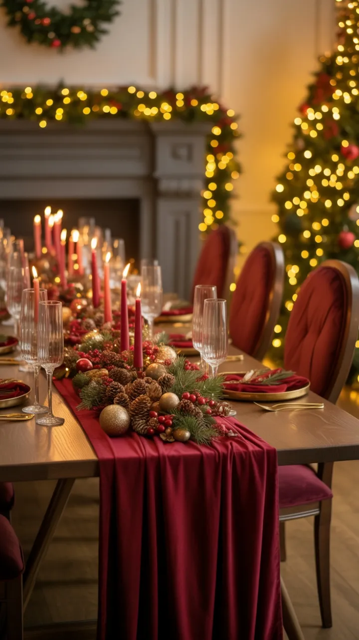 Hearthside Christmas Feast in Crimson Velvet and Gold