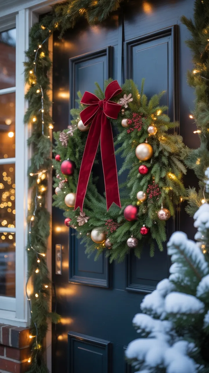 A Warm Christmas Welcome in Velvet and Evergreens
