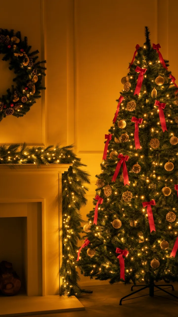 Cozy Golden Christmas Hearth