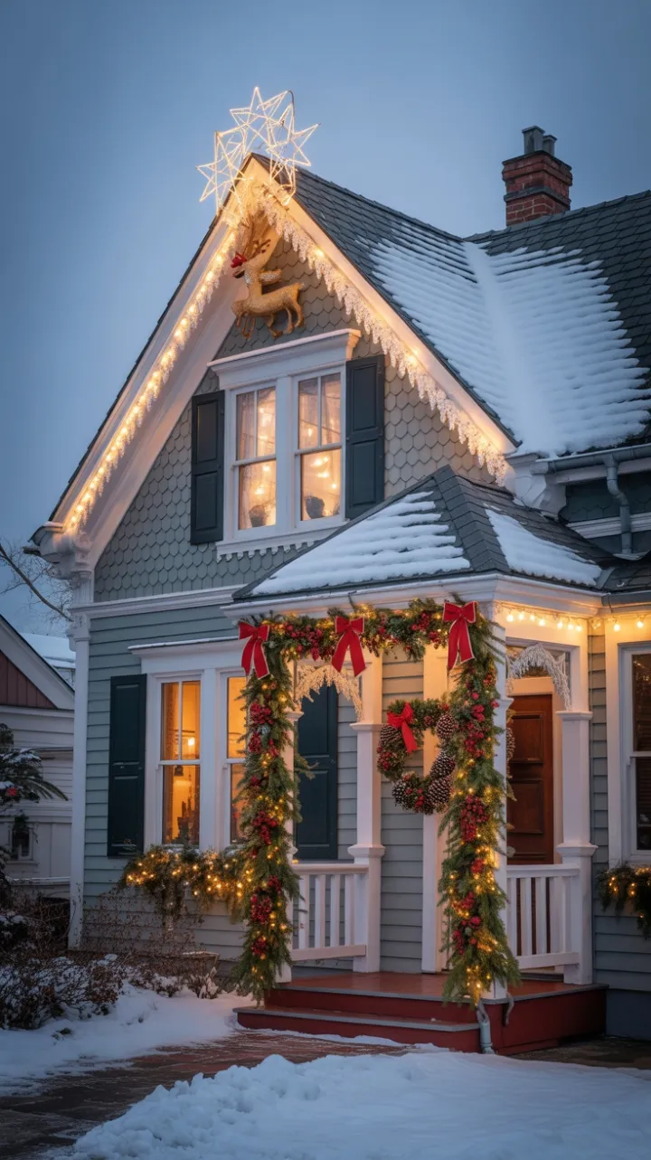 Snow-Dusted Victorian in a Warm Christmas Glow