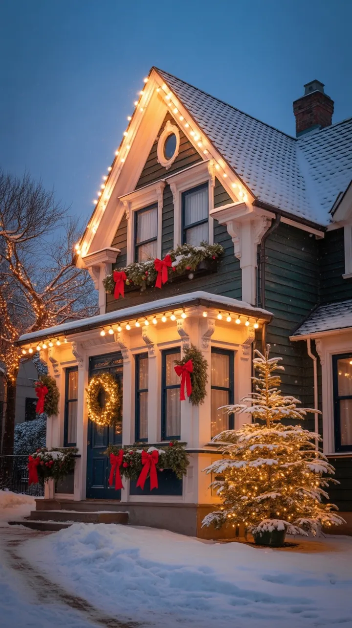 Dusk at the Victorian Christmas Cottage