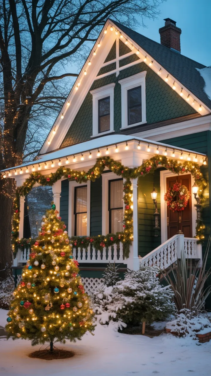 Snowlit Victorian Home Dressed in Twinkling Christmas Splendor