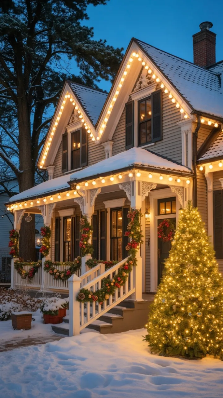 Twilight Glow on a Snow-Kissed Victorian Christmas