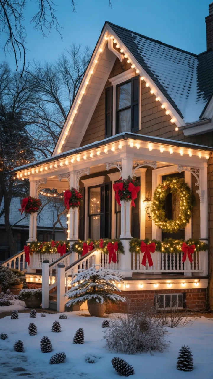 Snow-Kissed Victorian Aglow on a Warm Christmas Eve