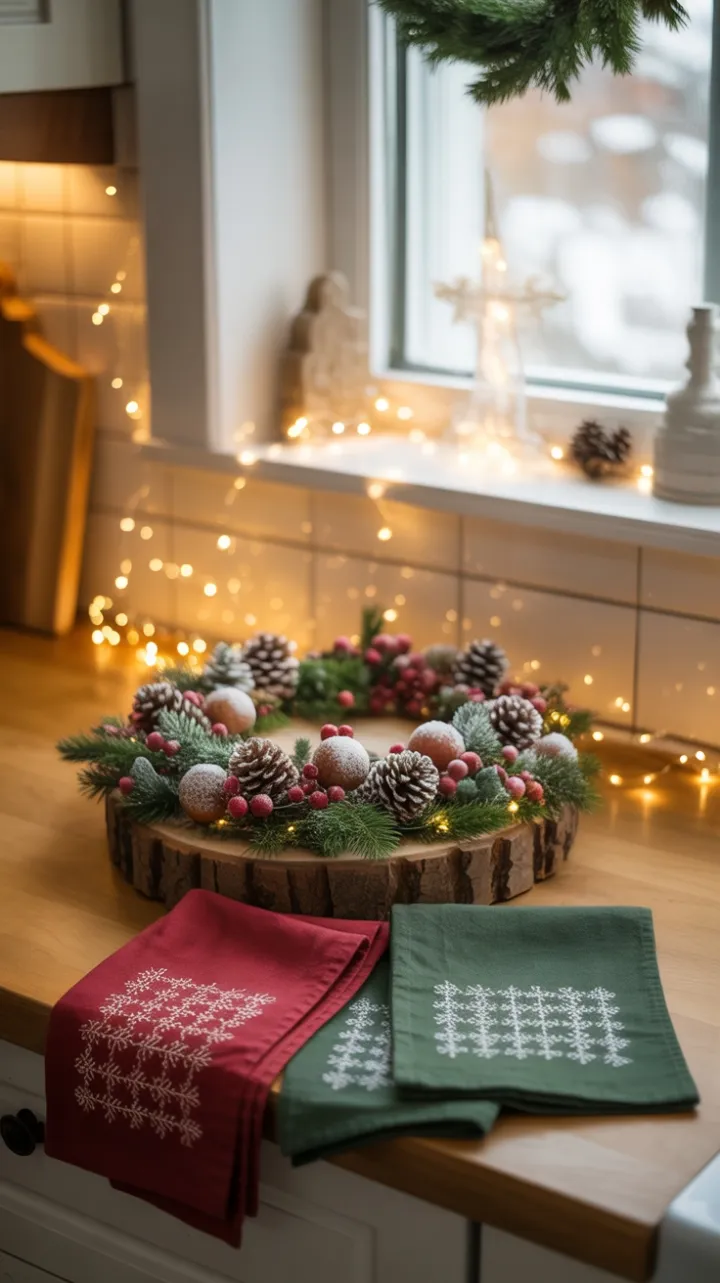 Handmade Holiday Warmth on a Cozy Kitchen Countertop