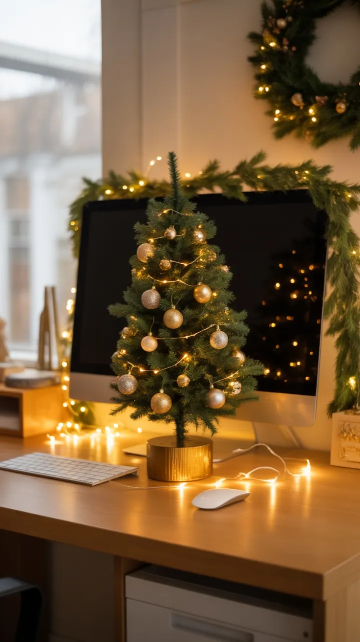 Warmth of a Golden Holiday Workspace