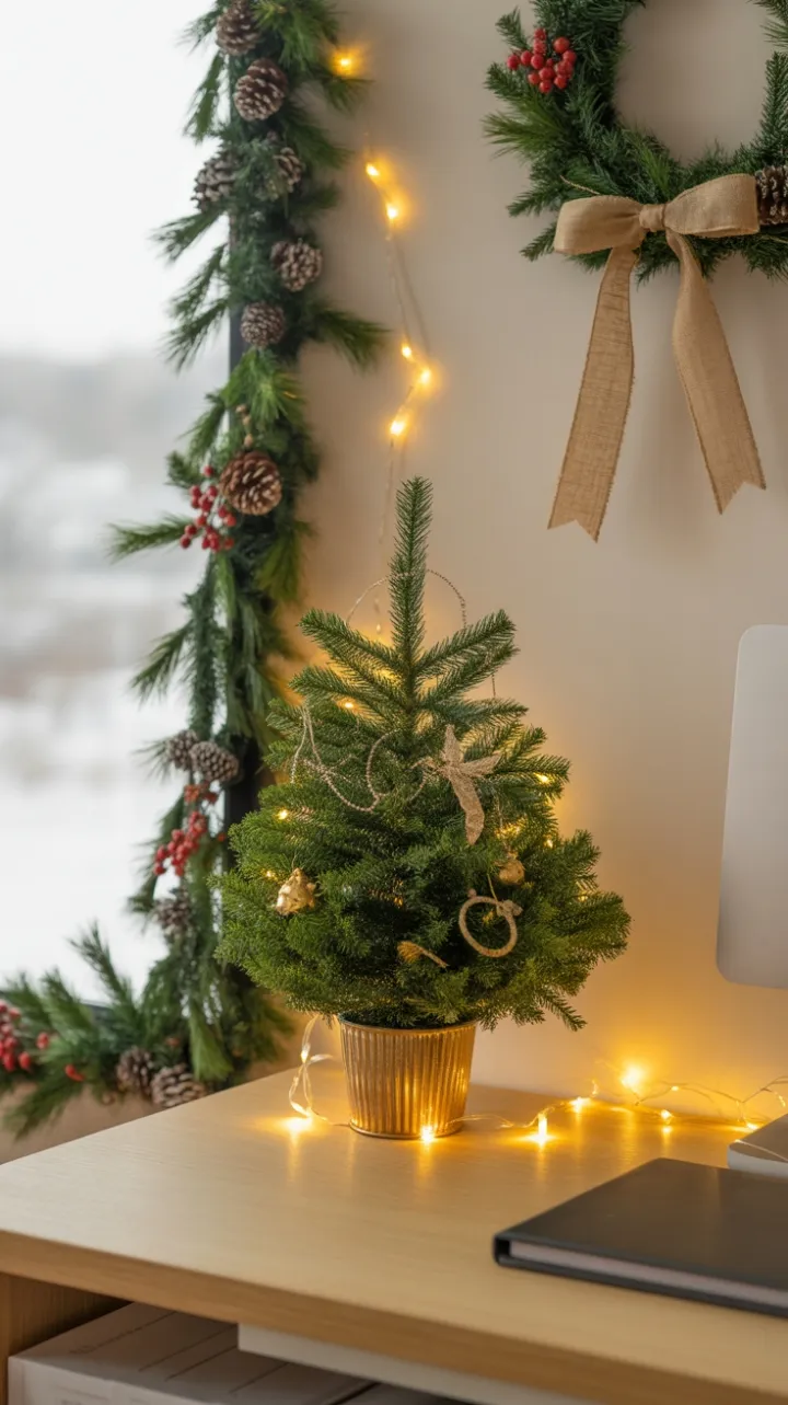 Cozy Holiday Desk Bathed in Winter Light