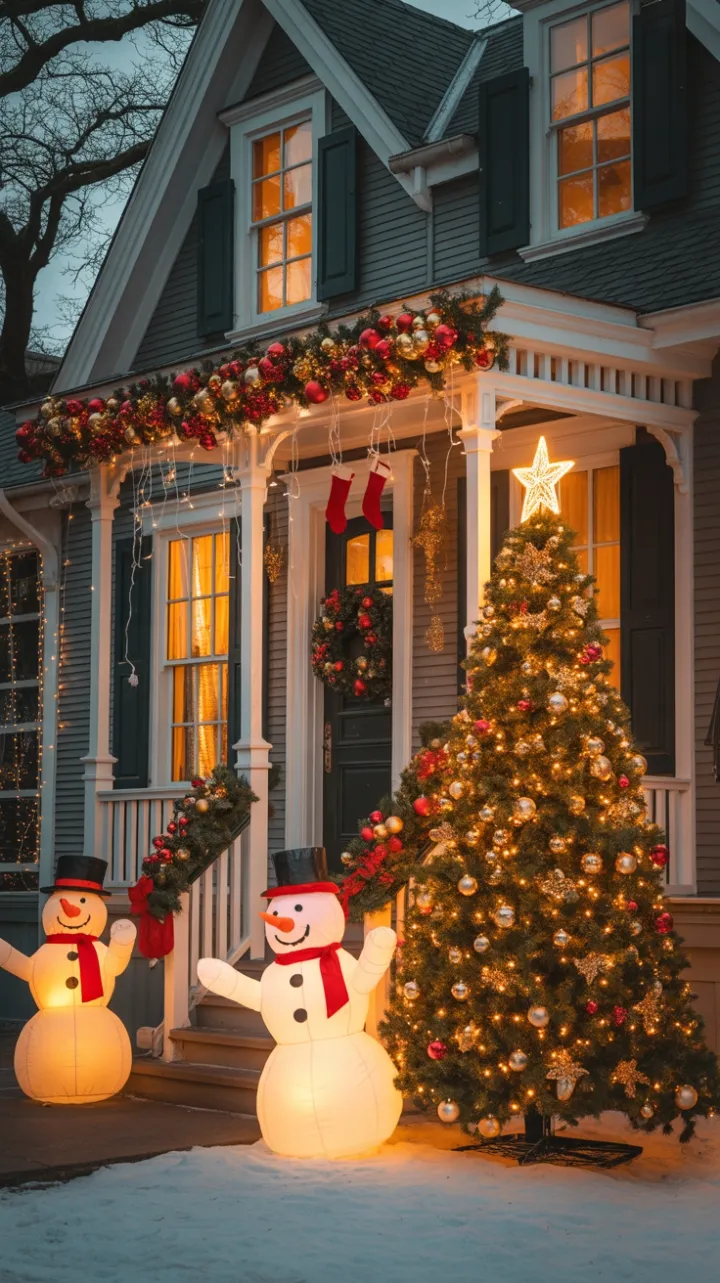 Victorian Home Wrapped in Golden Christmas Glow