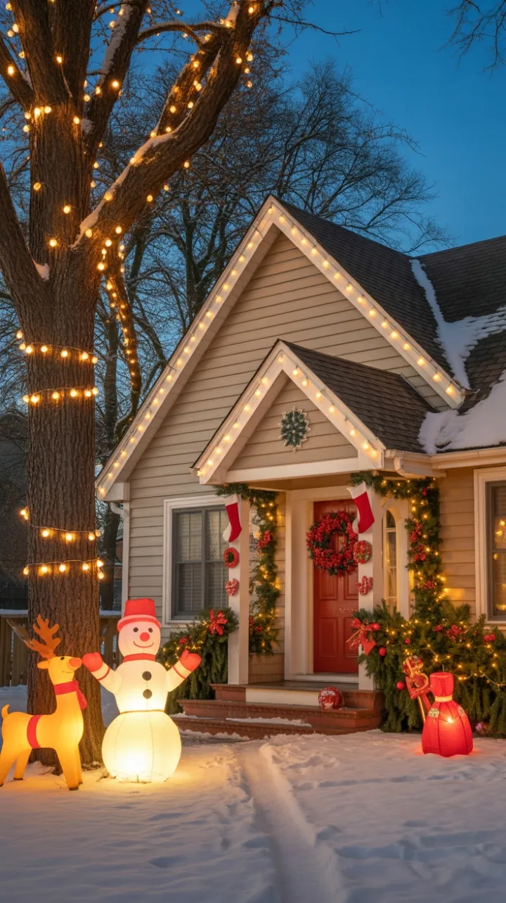 Snow-Kissed Holiday Haven Bathed in Golden Light