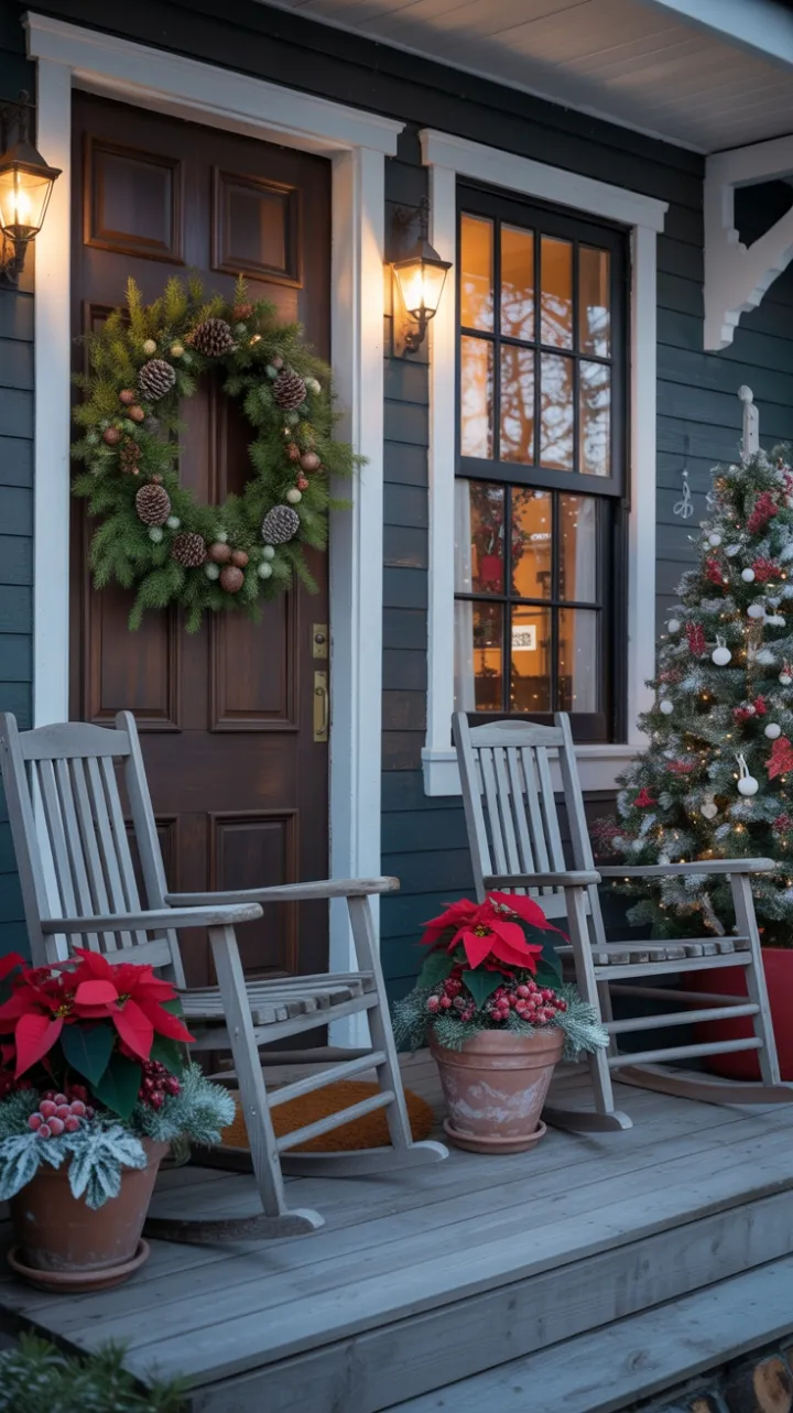 Twilight Welcome on a Cozy Christmas Porch