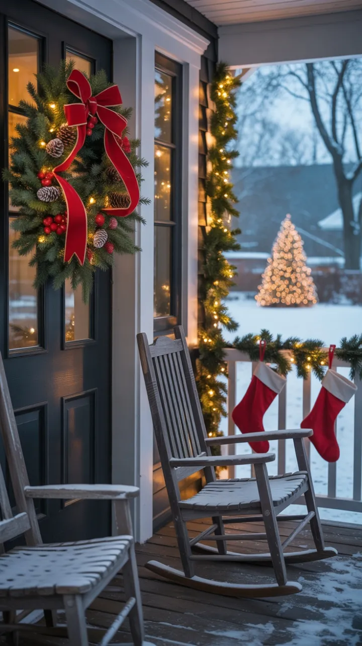 Velvet Wreaths and Rocking Chairs on a Snowy Christmas Eve