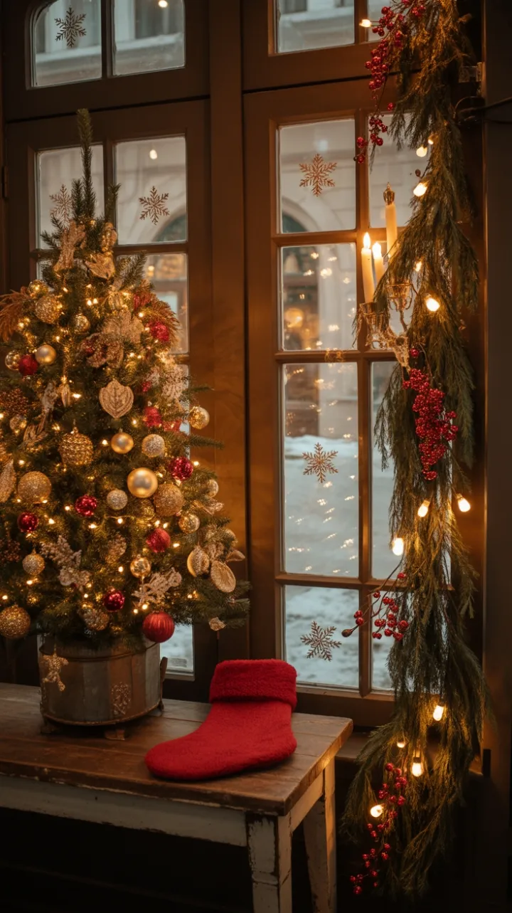 Snow-Kissed Window of Warmth and Holiday Wonder
