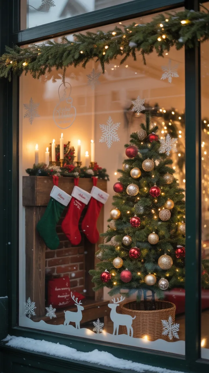 Snow-Kissed Storefront Radiating Warm Holiday Magic
