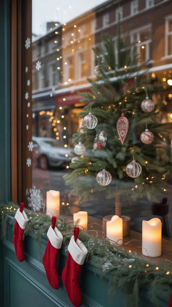 Snow-Kissed Window of Vintage Christmas Warmth