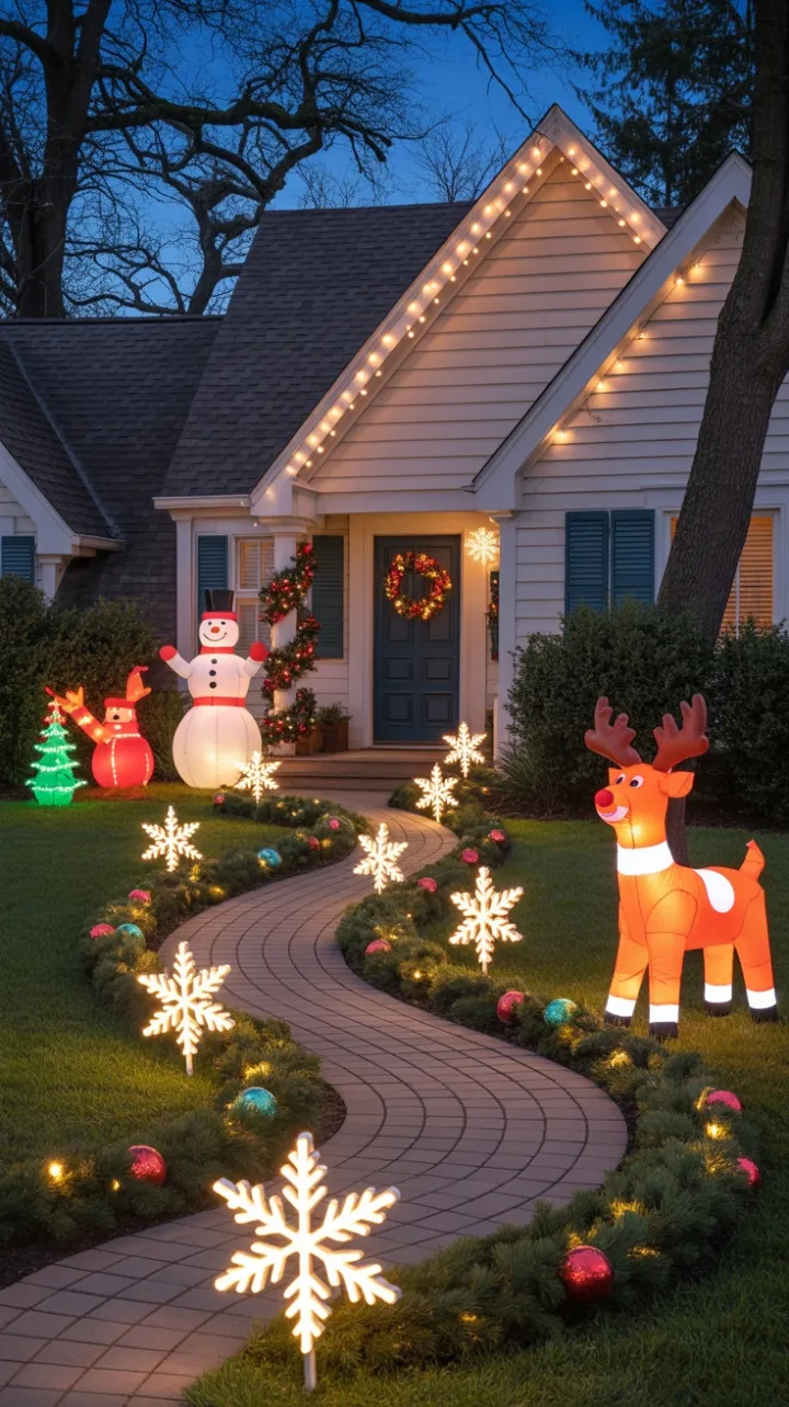 A Cozy Suburban Holiday Welcome Under Twinkling Lights