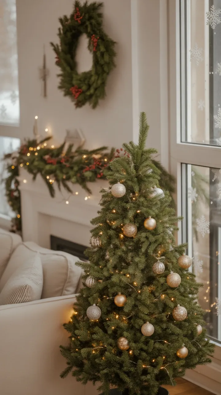 Cozy Christmas Haven with Twinkling Lights and Snow‑Kissed Windows