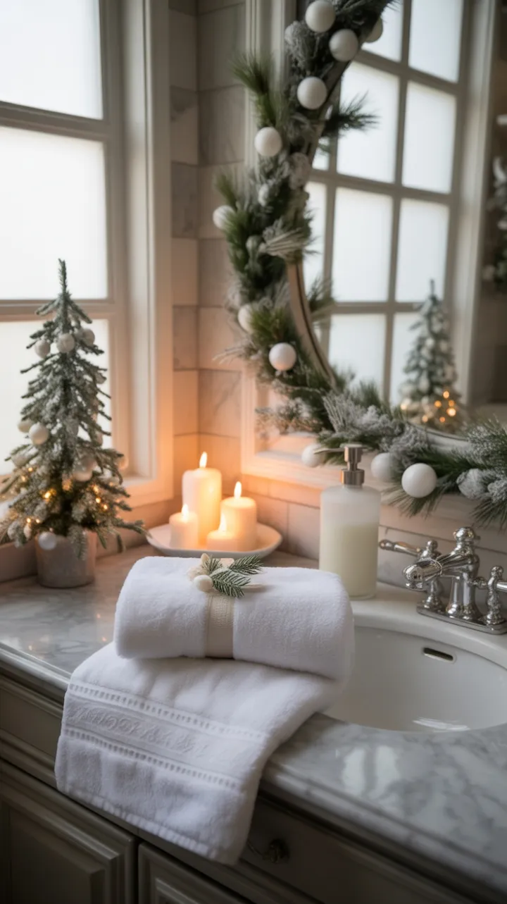 Snow-White Serenity in a Luxe Christmas Bathroom