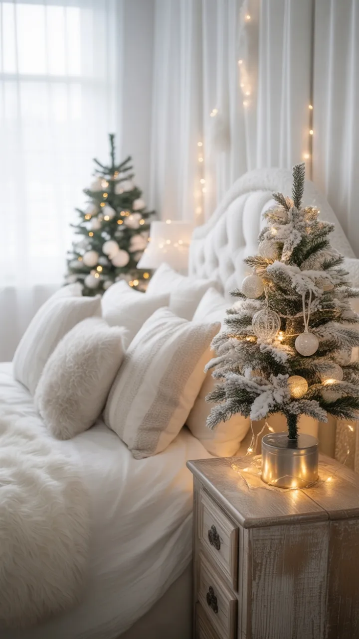 Snow-Kissed Serenity in a White Christmas Bedroom