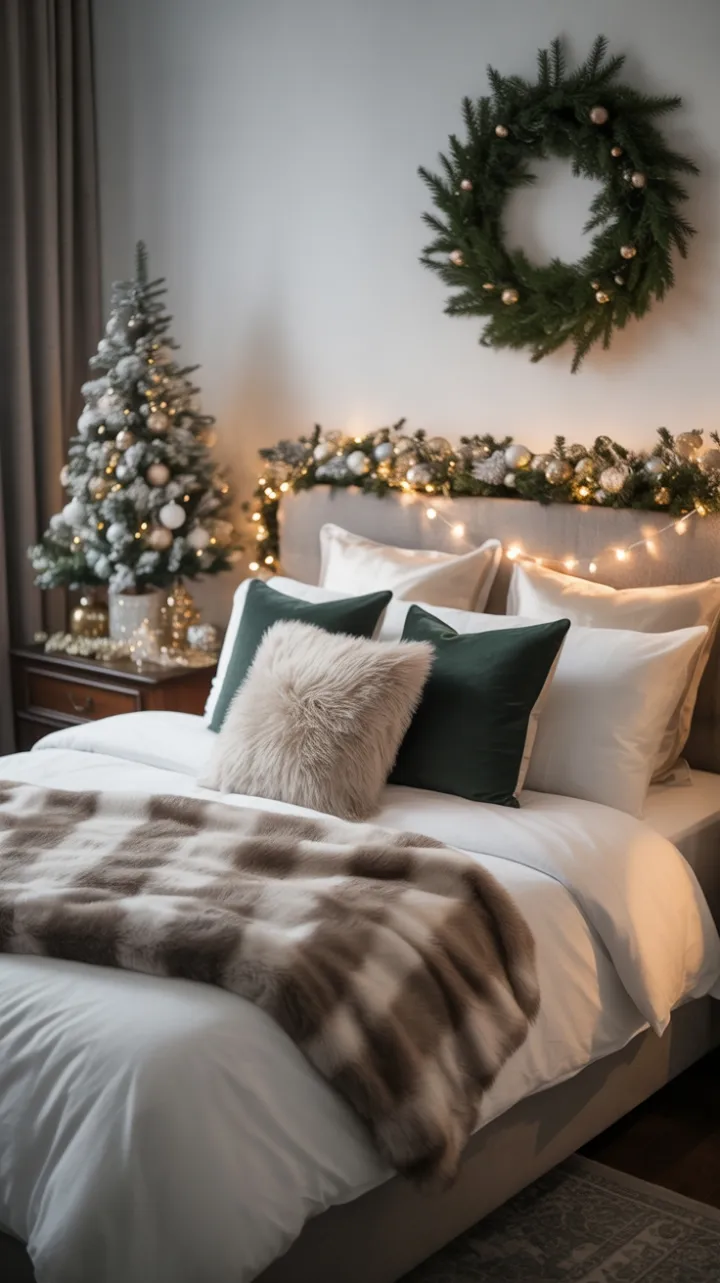 Cozy Christmas Retreat with Luxe Fur and Forest Green Accents