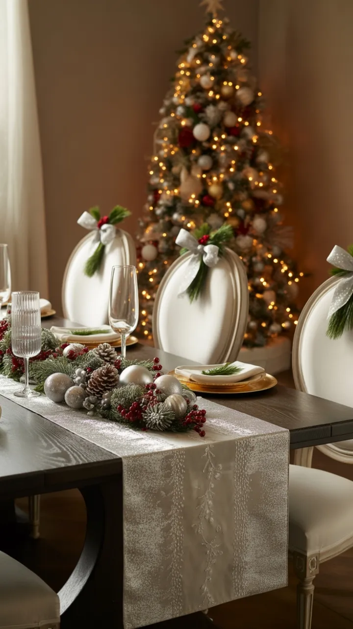 Silver-Trimmed Christmas Table Set for a Magical Feast