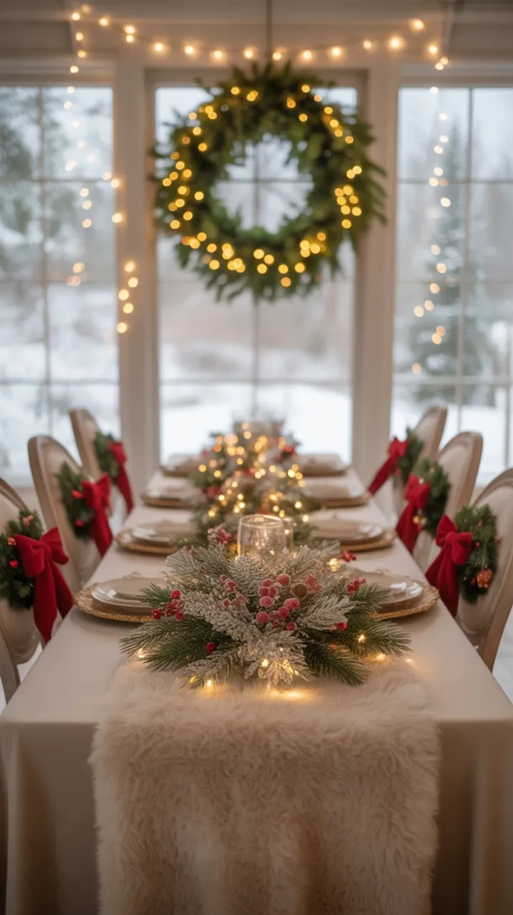 Twinkling Pines and Velvet Bows A Cozy Christmas Table