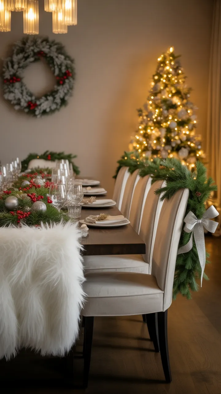 Cozy Christmas Table Set in Velvet, Fur, and Warm Light