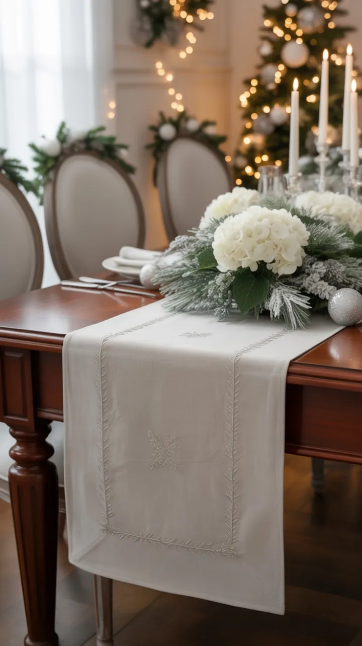 Snow-Kissed Elegance in a White Christmas Dining Room