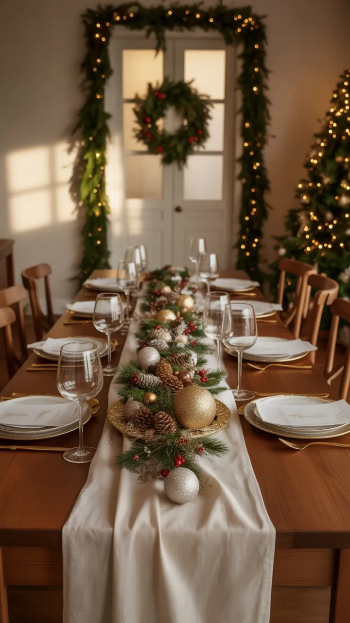 Golden Holiday Table Set for a Cozy Christmas