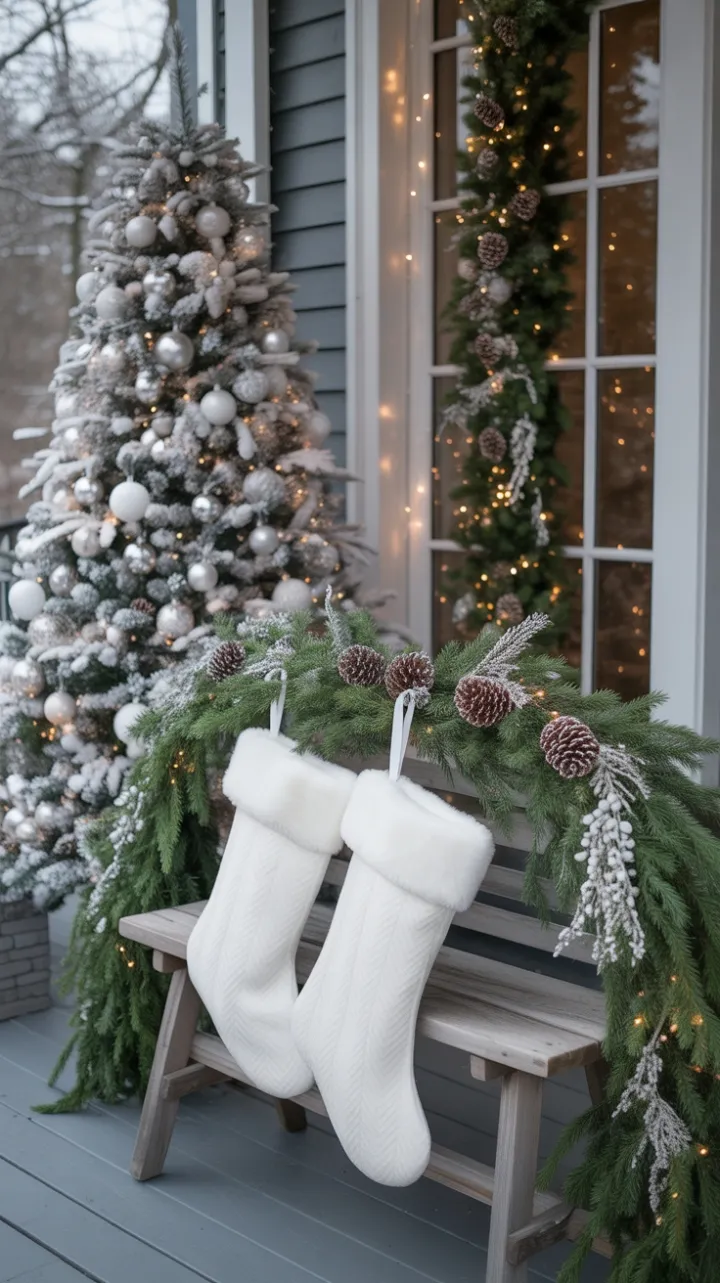 Snow-Kissed Porch of Twinkling Whites