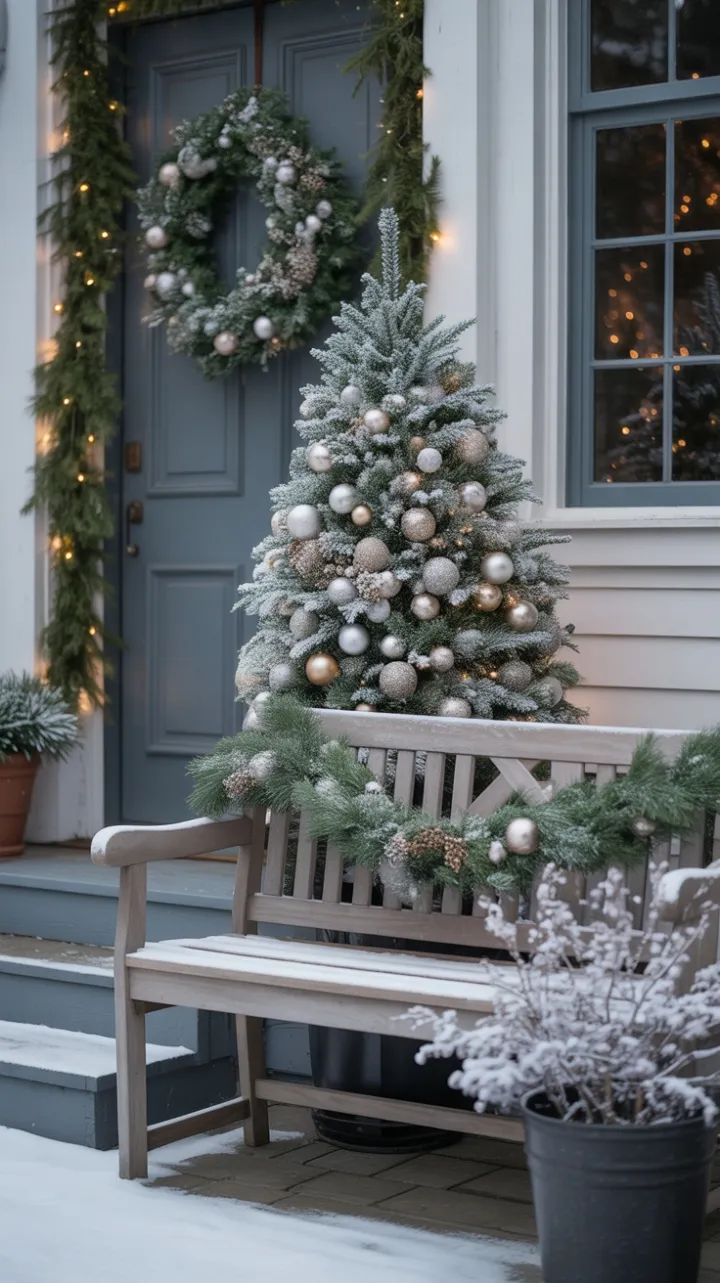 Snow-Kissed Porch Dressed for a Classic White Christmas