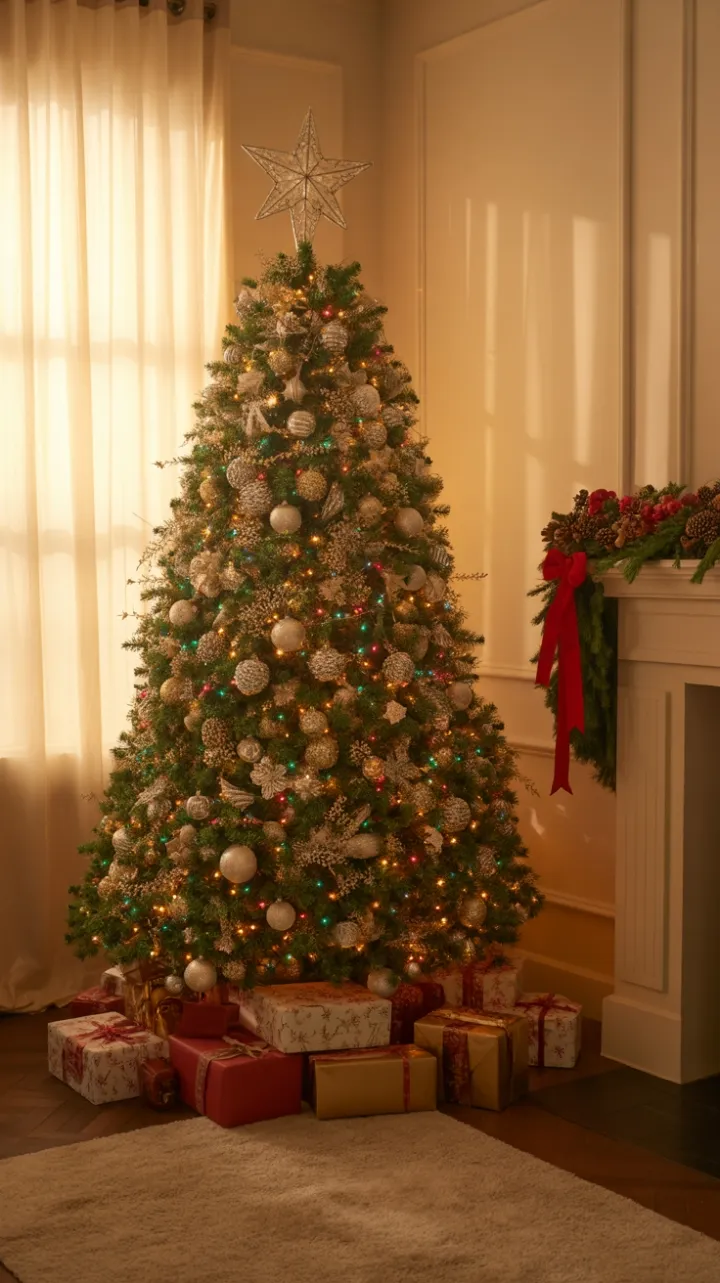 Star-Topped Tree in a Golden Hearth
