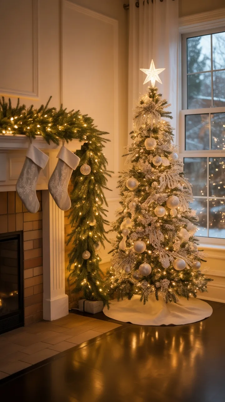 Serene White Christmas by the Hearth