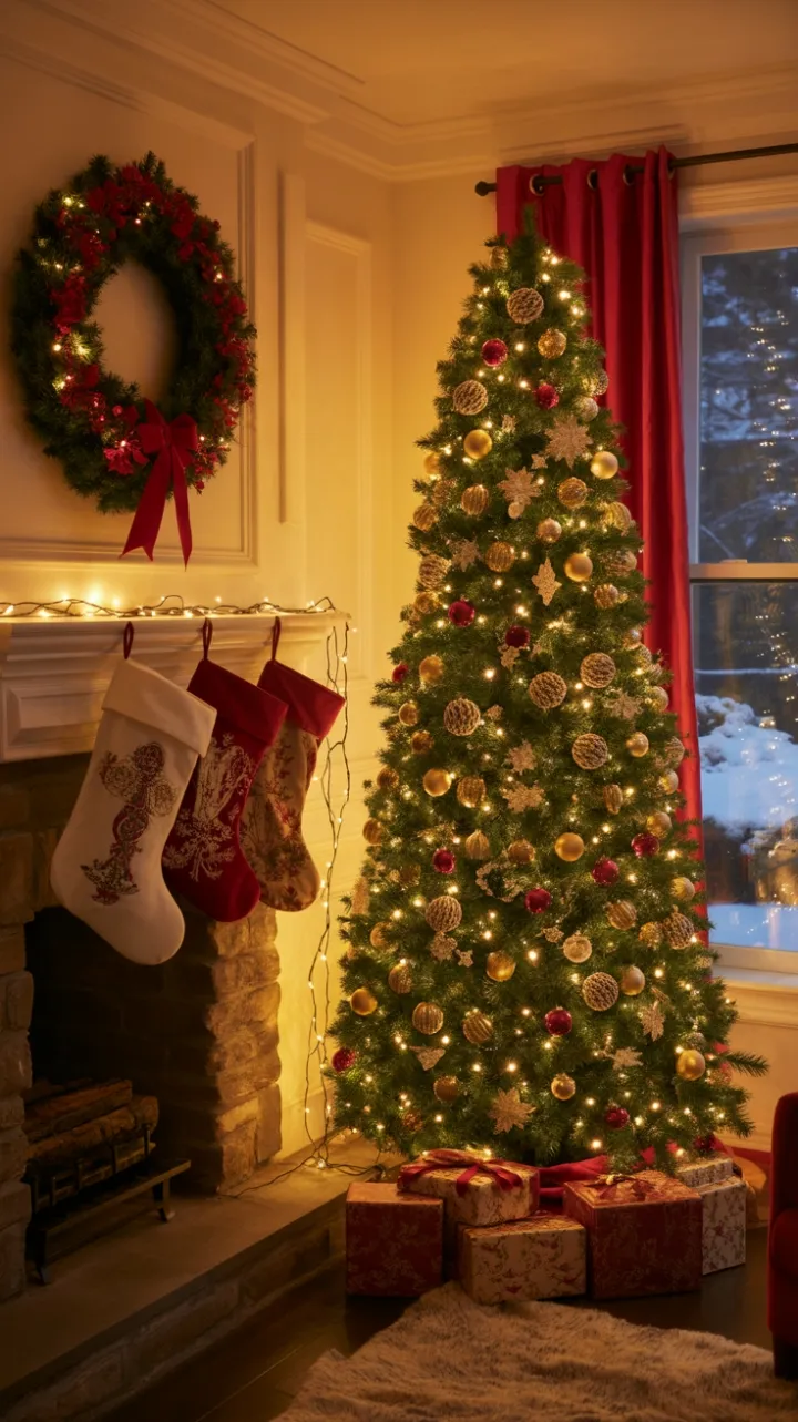 Snow-Kissed Windows and a Velvet-Garlanded Christmas Hearth