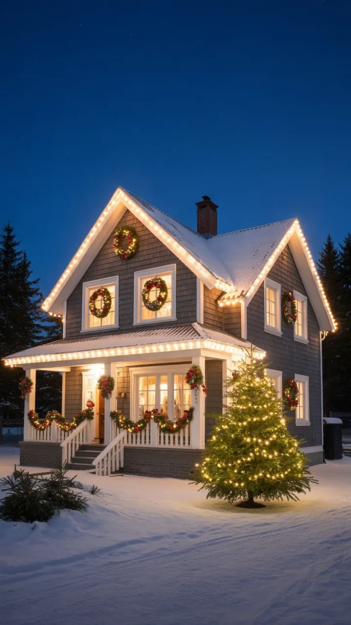Snow-Kissed Cottage Aglow with Christmas Cheer