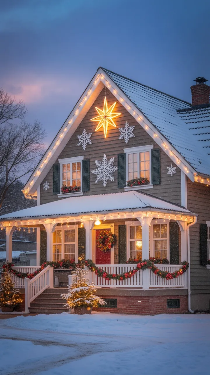 Snow-Kissed Holiday Haven with a Glowing Star