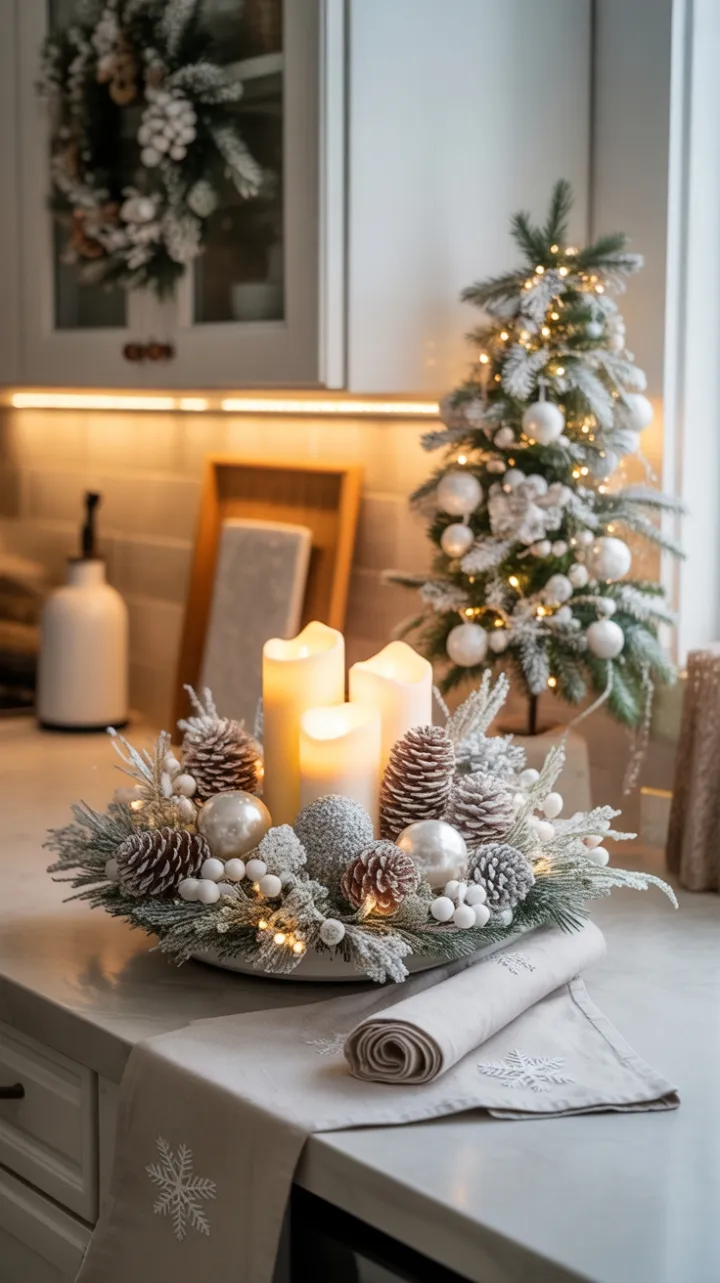 Snow-Dusted Holiday Kitchen Glow