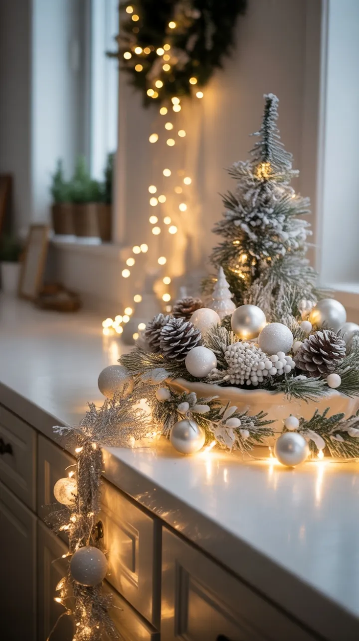 Warm White Holiday Elegance on a Festive Kitchen Countertop