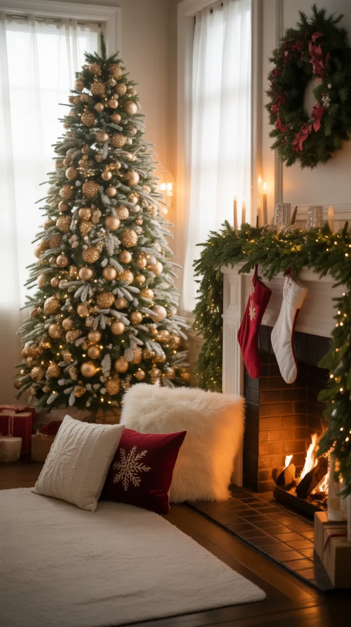 Snow-Dusted Fir and Fireside Warmth for a Cozy Christmas
