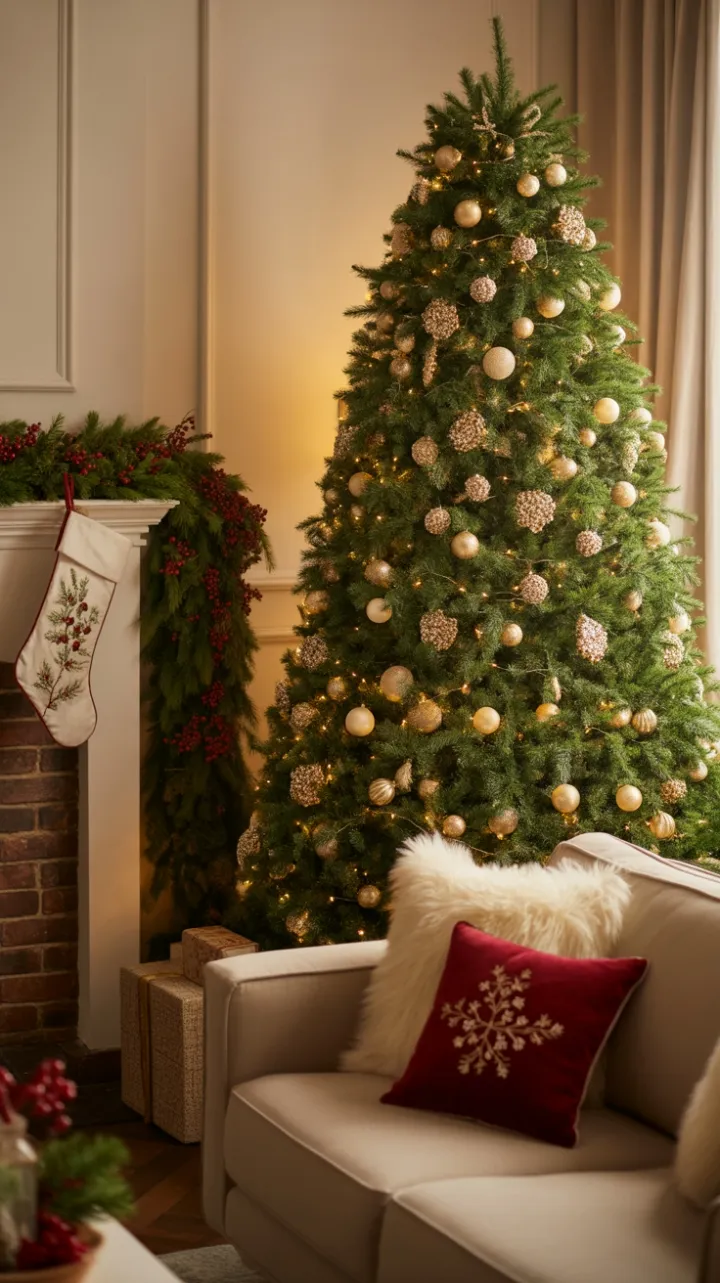 Warmth and Wonder in an Elegant Christmas Living Room